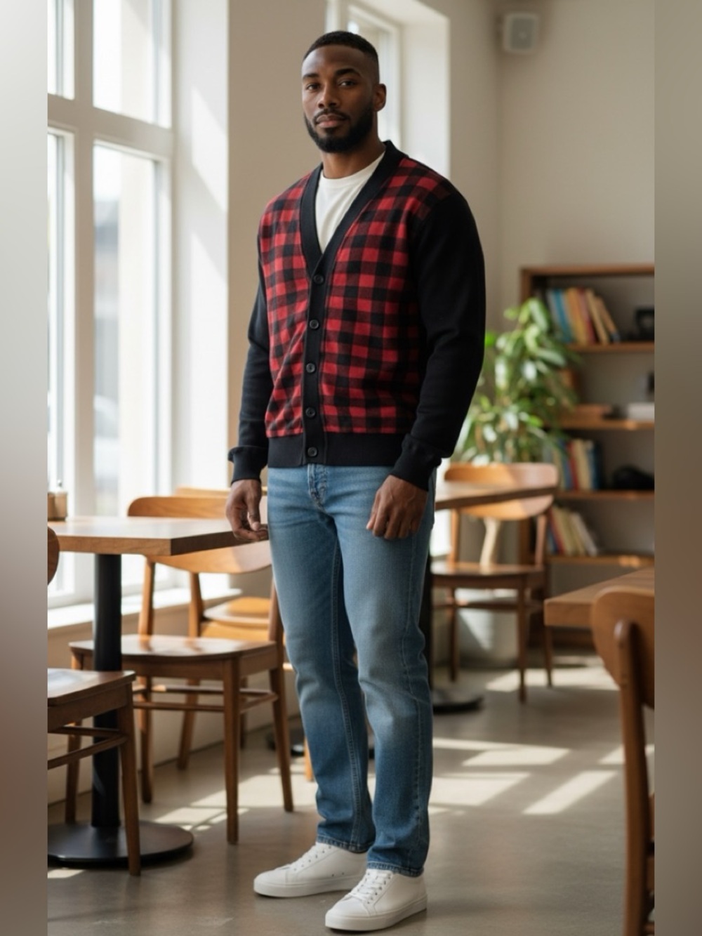 Rogues gallery Button Down Plaid Jacket In Red And Black Size large Preo…